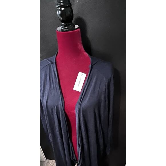 Lane Bryant NWT Navy Size 26/28 Open Front Cardigan Duster Sheer Trim - Picture 3 of 7